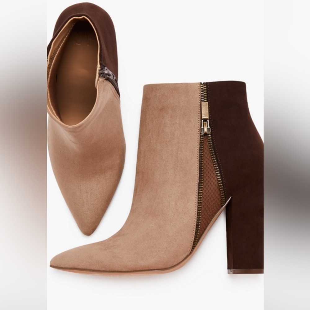 Patchwork Block Heeled Boots - image 1